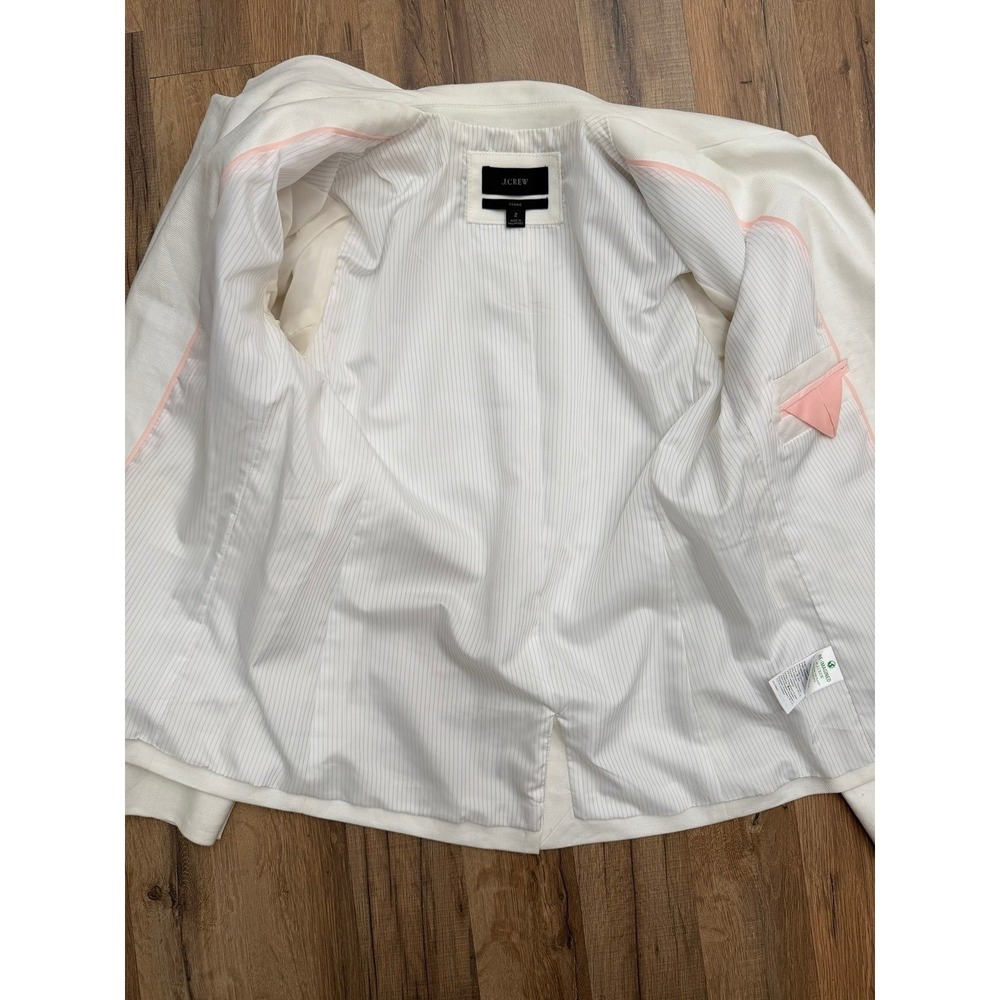 J.Crew Parke White Linen Blend Blazer Size 2 One Button Tailored‎ Jacket - Picture 8 of 11